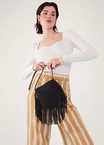 Accessorize Leather Fringe Cross-Body Bag | Kaleidoscope