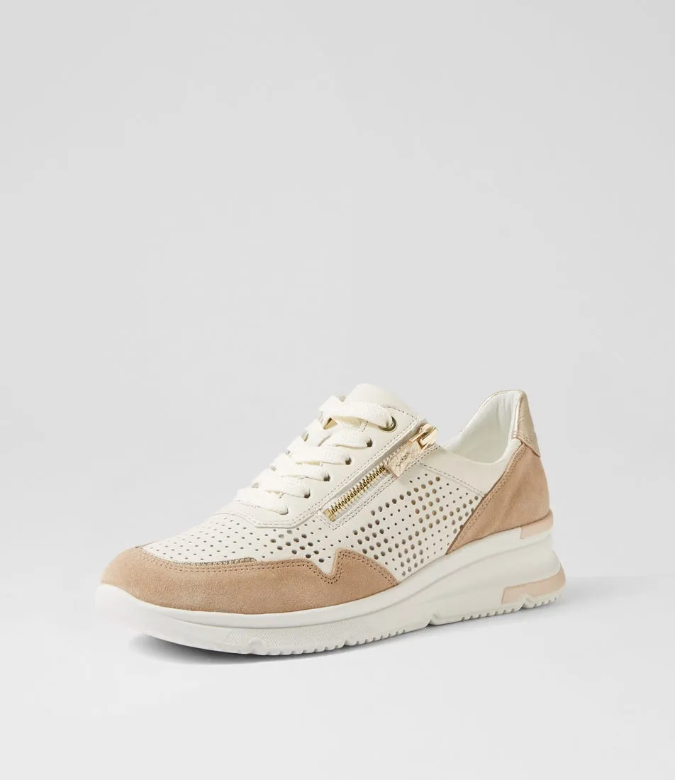 ARA Neapel 11 Sand Platinum Leather Suede Sneakers