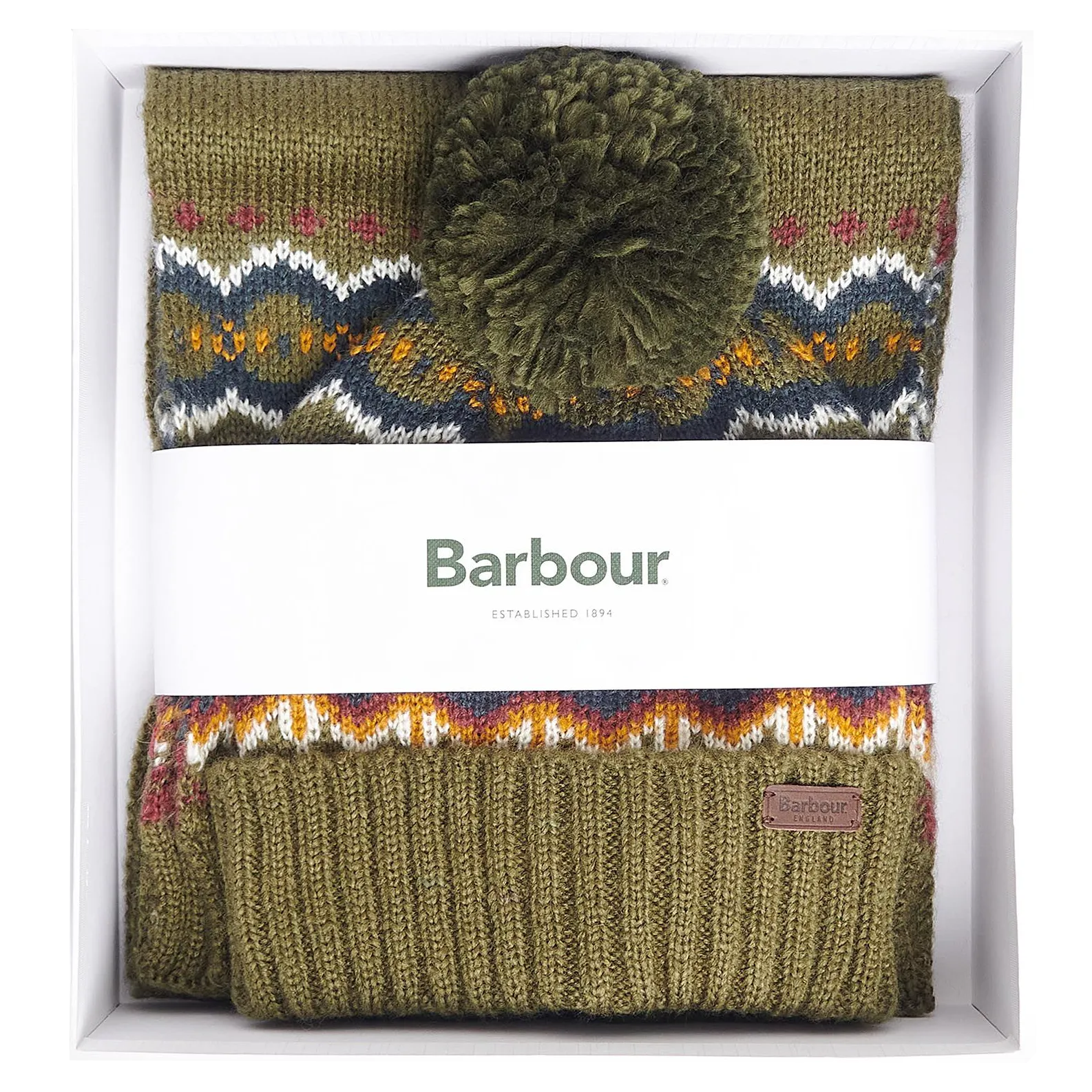 Barbour Fairisle Beanie & Scarf Gift Set