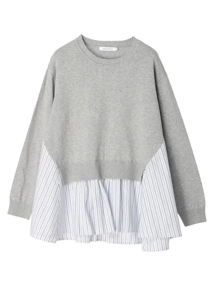 Bobo Tokyo Tasaishima 2 Material Striped Knit Pullover