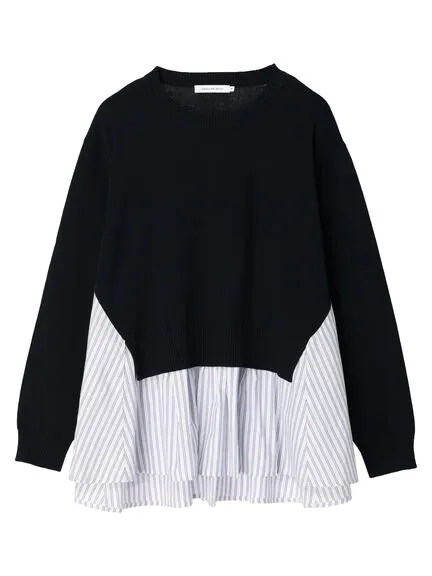 Bobo Tokyo Tasaishima 2 Material Striped Knit Pullover