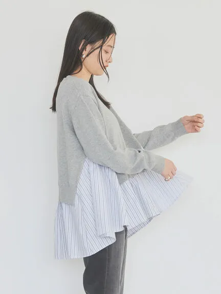 Bobo Tokyo Tasaishima 2 Material Striped Knit Pullover