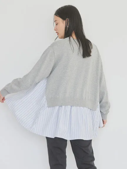 Bobo Tokyo Tasaishima 2 Material Striped Knit Pullover