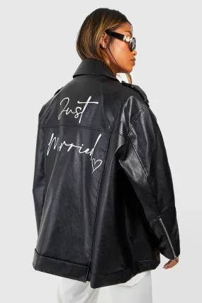 Bride Just Married Oversized Moto Jacket