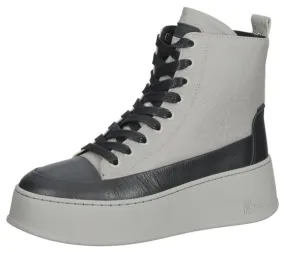 BRONX sneakers da donna in vera pelle, sneakers platform, sneakers stringate 47368-AG 3562 grigio/nero