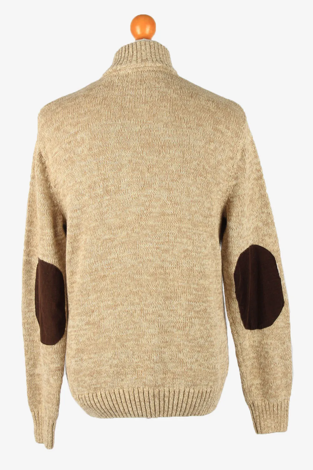 Chaps Button Neck Jumper Pullover 90s Mens Light Brown L - Pepper Tree London