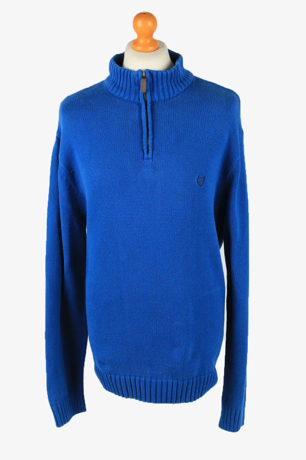 Chaps Zip Neck Jumper Pullover 90s Mens Blue XL - Pepper Tree London