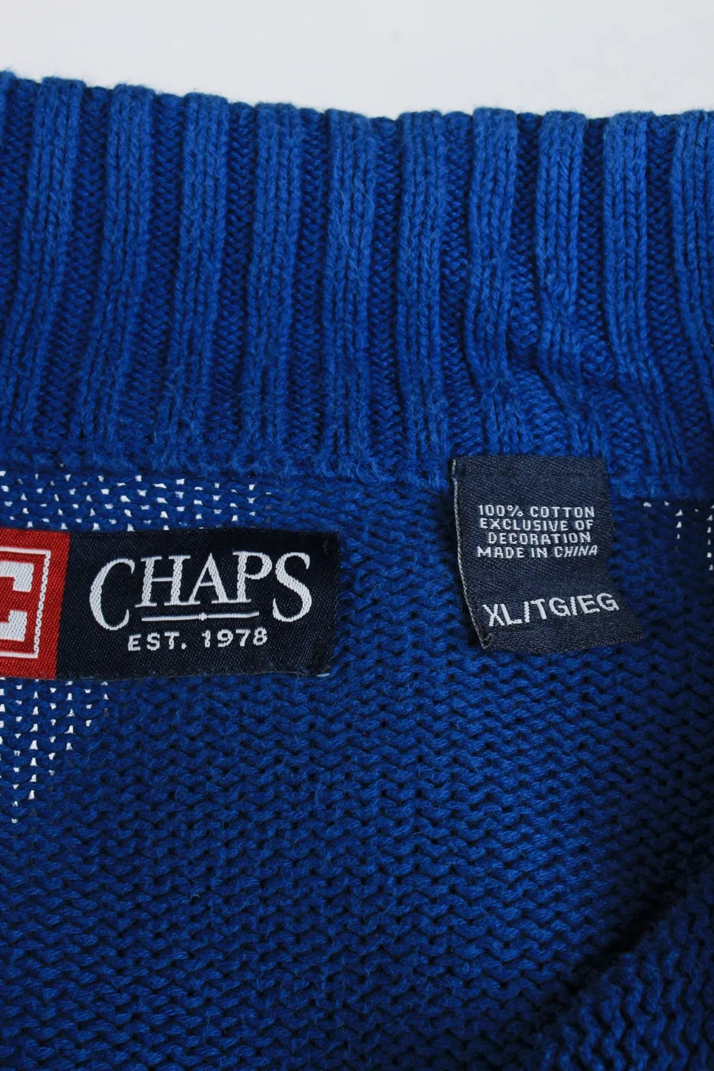 Chaps Zip Neck Jumper Pullover 90s Mens Blue XL - Pepper Tree London