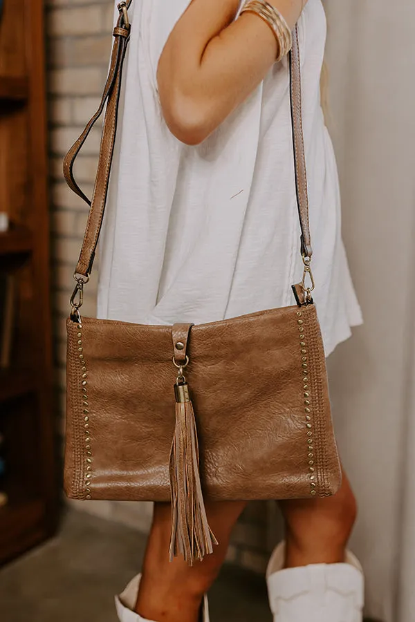 Cityscape Chic Faux Leather Crossbody In Mocha