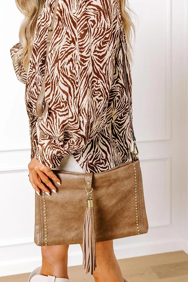 Cityscape Chic Faux Leather Crossbody In Mocha