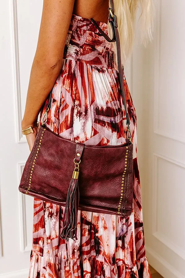 Cityscape Chic Faux Leather Crossbody In Wine