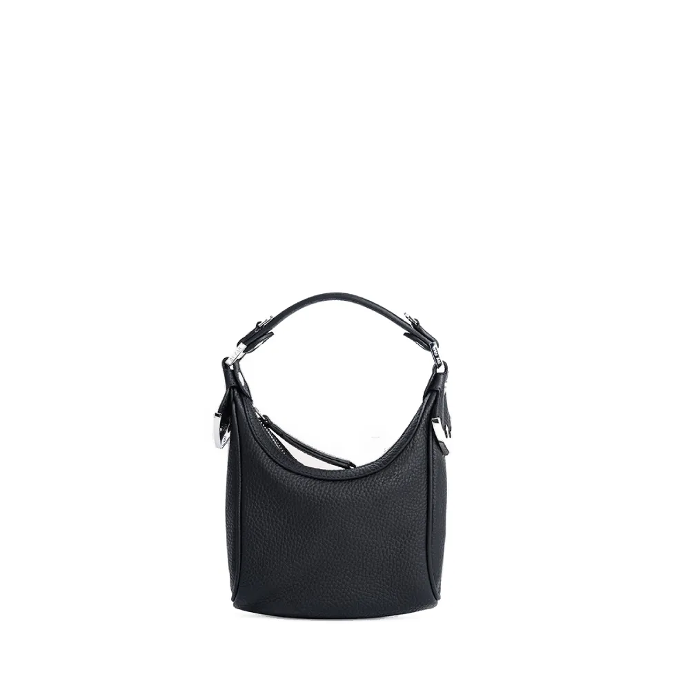 --Cosmo black flat grain leather bag-