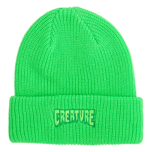 Creature Skateboard Beanie Logo Outline Safety Green  OS