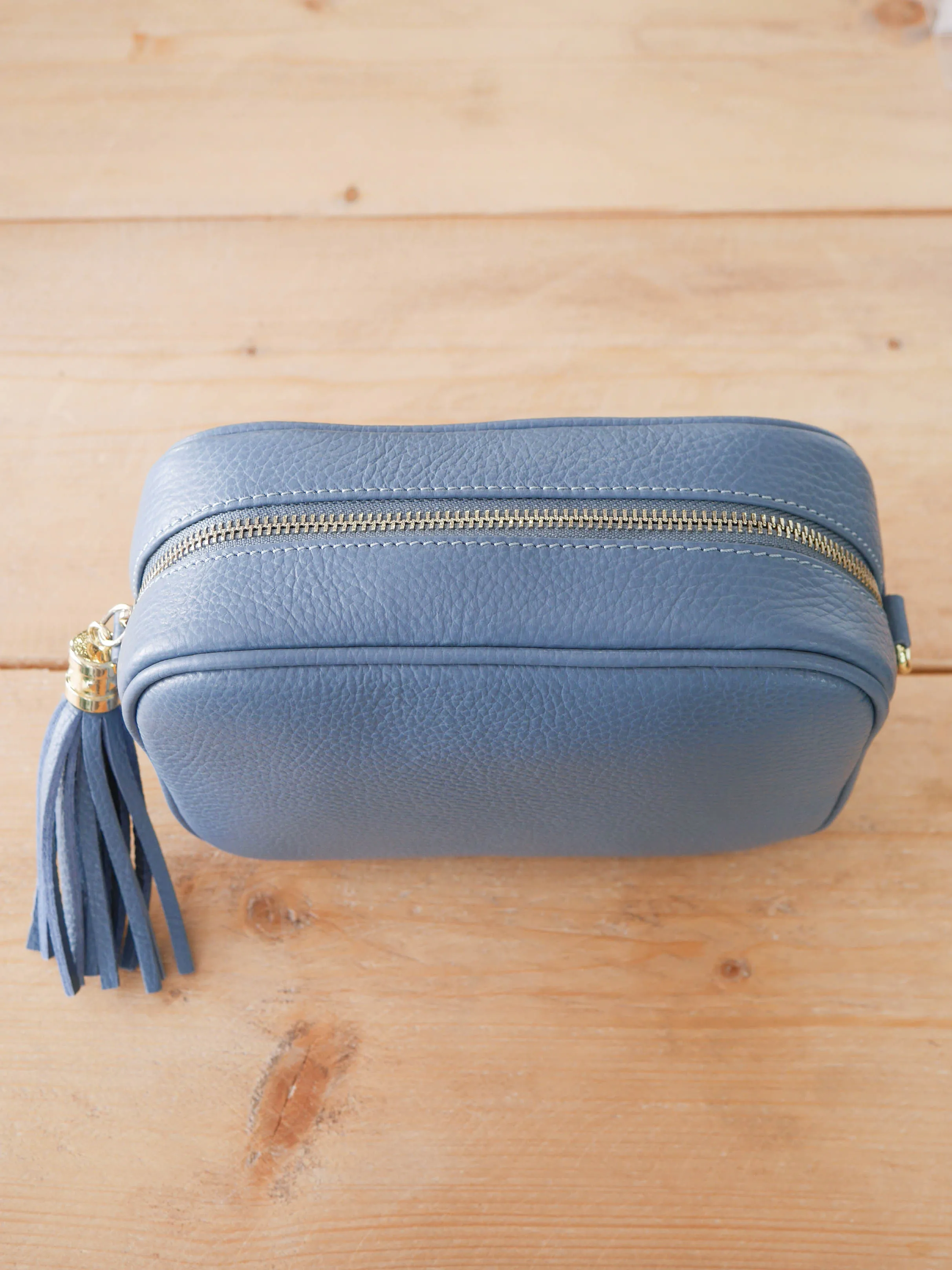 Cross Body Leather Bag Denim Blue