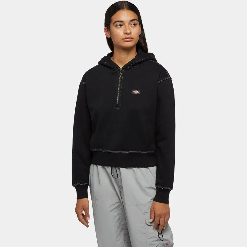 Dickies OAKPORT 1/4 ZIP HOODIE WOMAN BLACK