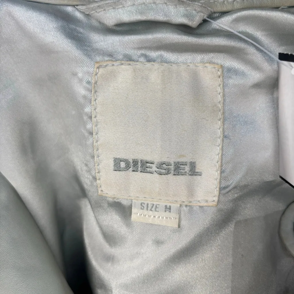 Diesel Spellout Leather Jacket - Medium Green Leather