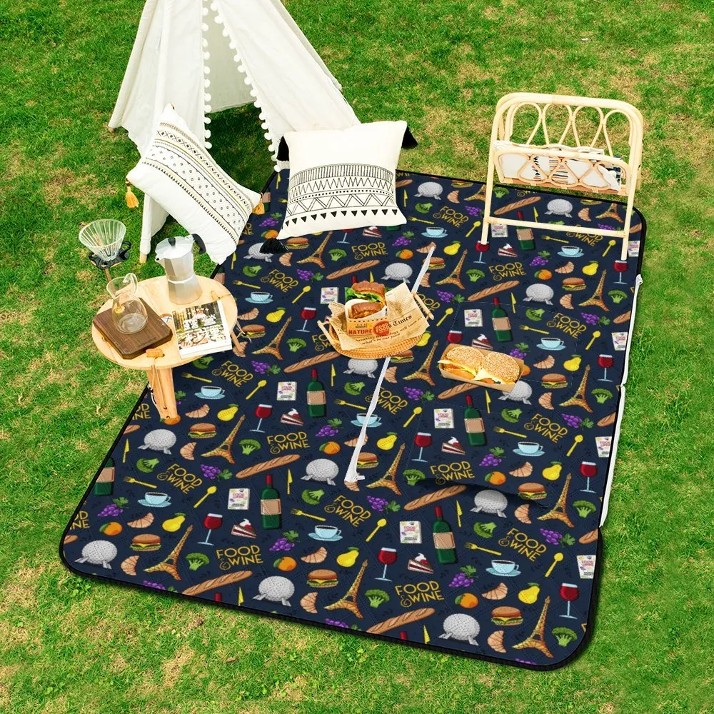 Food And Wine Zipper Picnic Mat