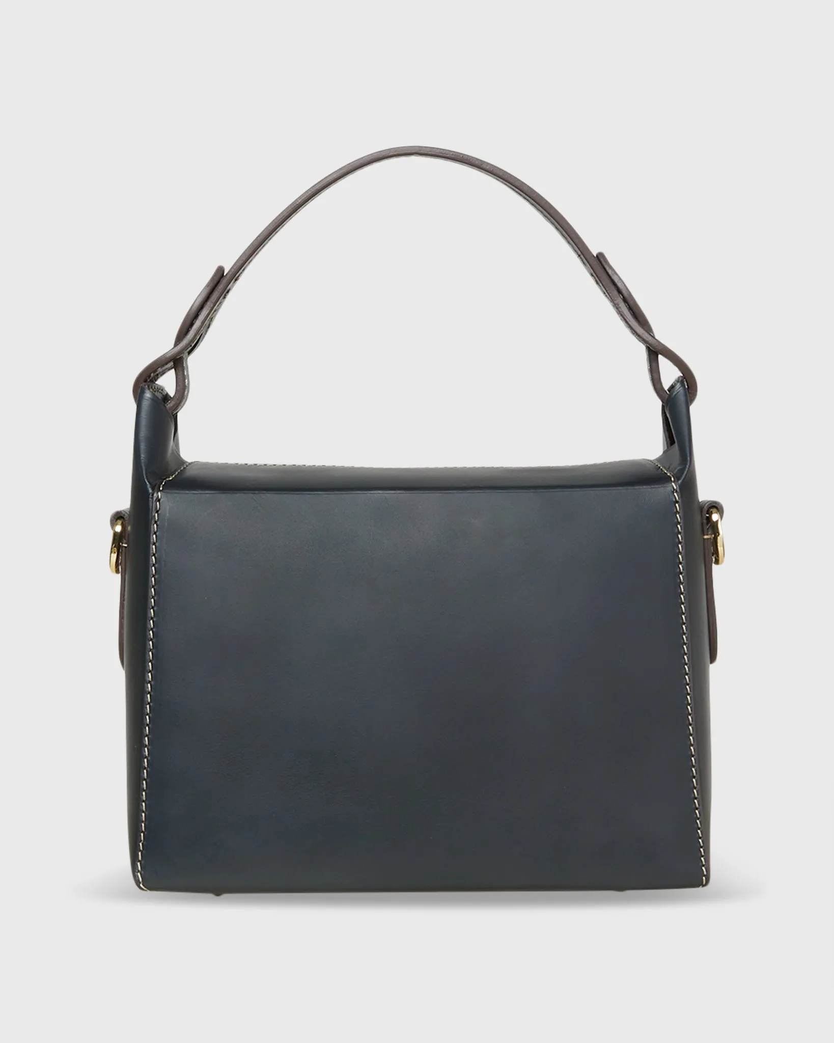 Frances Box Bag in Navy Leather