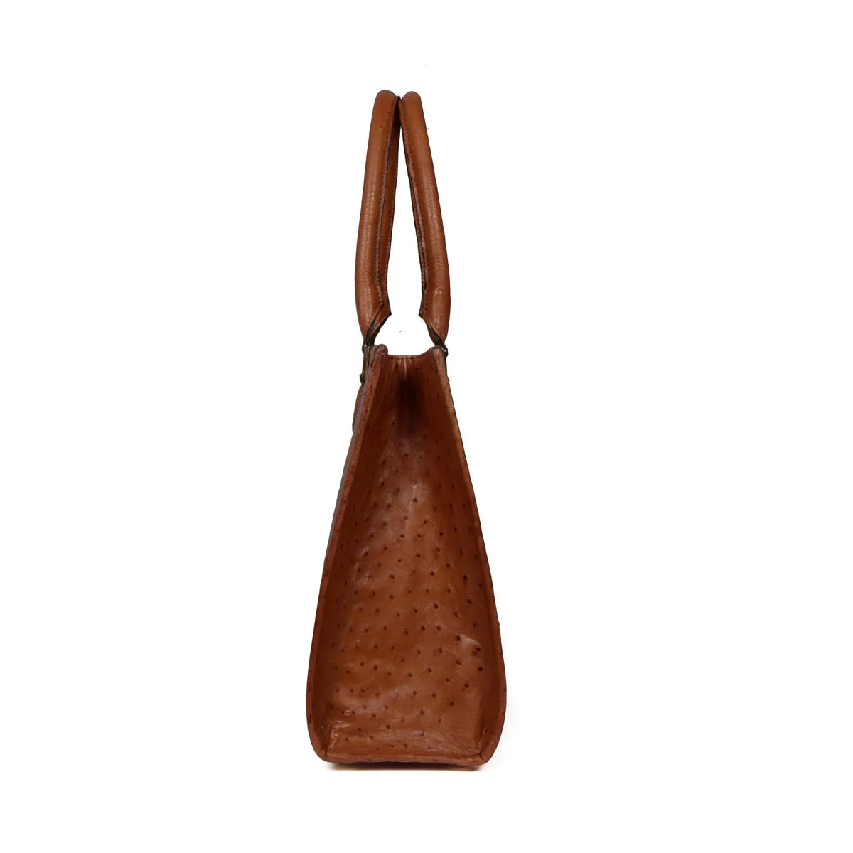 Hand Bag/Shopping Bag in Tan Luxurious Real Ostrich Leather