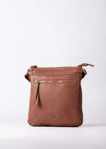 Harstone Large Leather Cross Body Bag in Tan