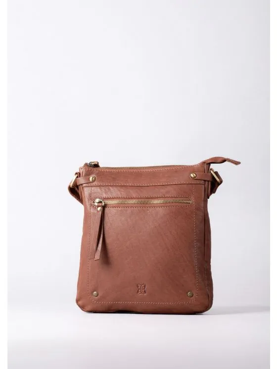 Harstone Large Leather Cross Body Bag in Tan