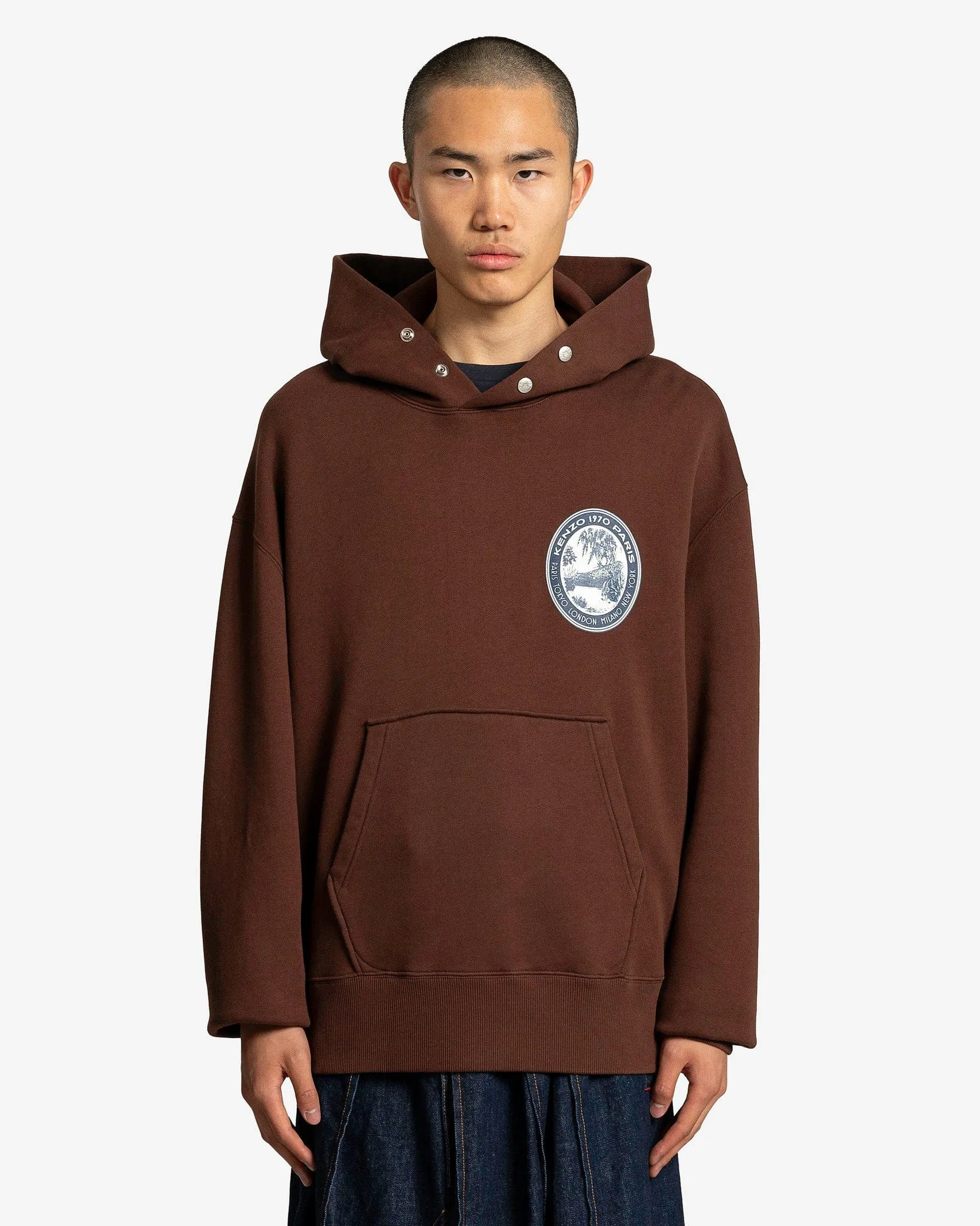 KENZO Tiger Patch Oversized Hoodie in Dark Brown