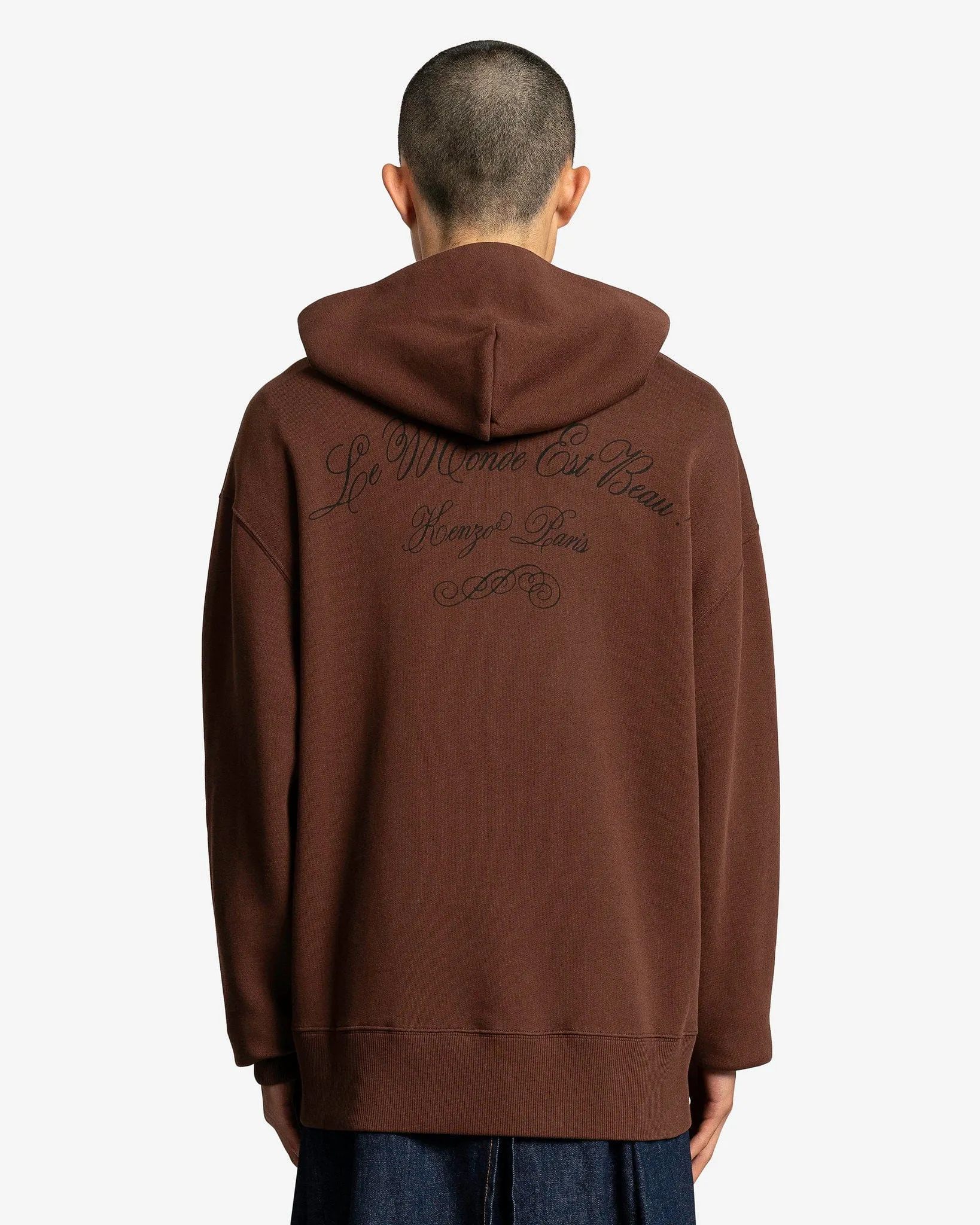 KENZO Tiger Patch Oversized Hoodie in Dark Brown