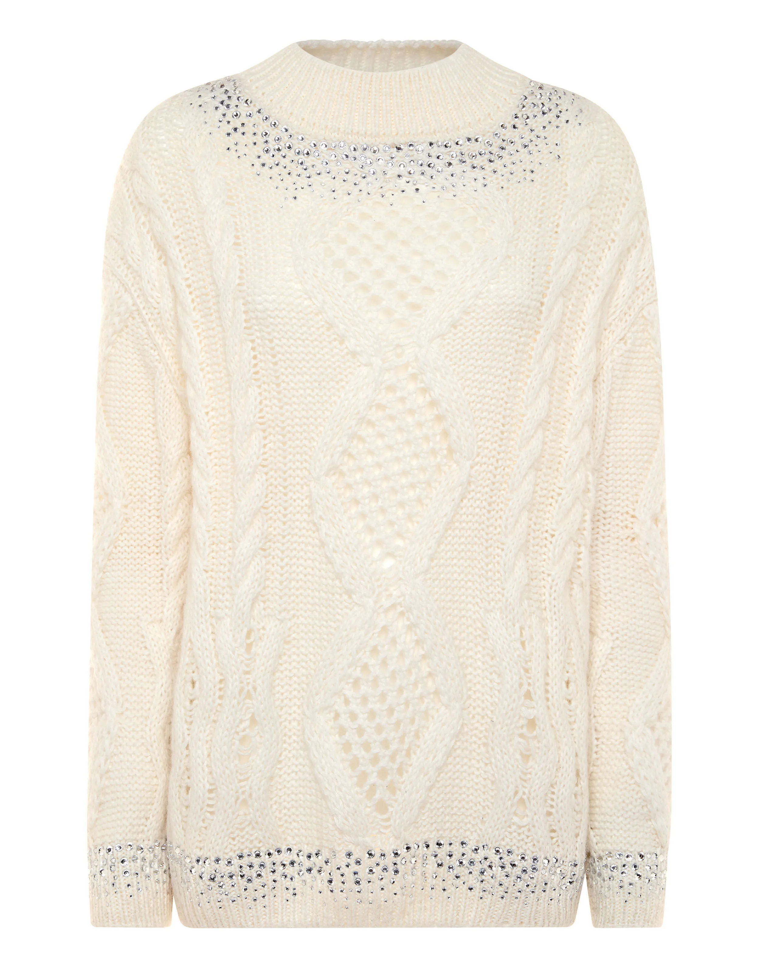 Knitted Pullover Round Neck Long-Sleeve Strass