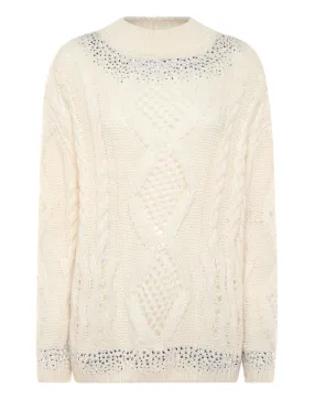 Knitted Pullover Round Neck Long-Sleeve Strass