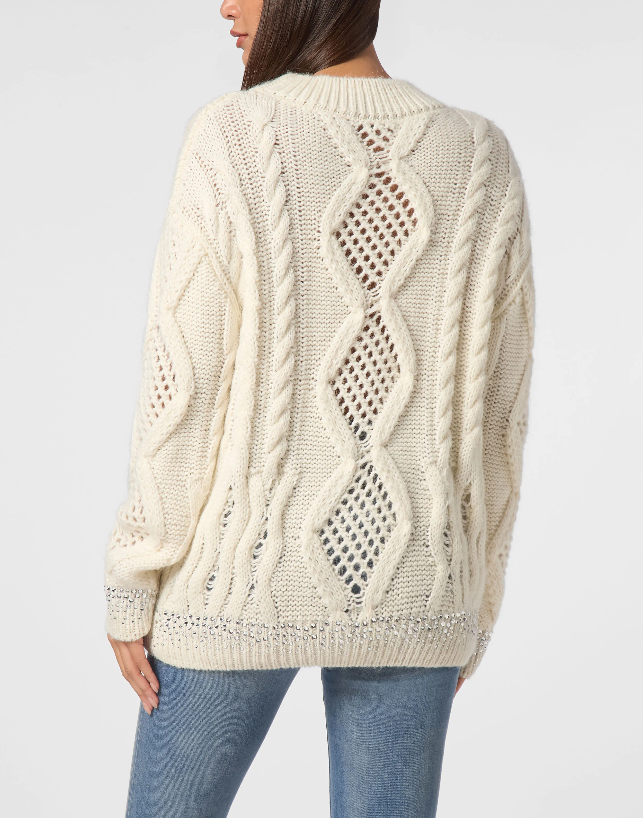 Knitted Pullover Round Neck Long-Sleeve Strass