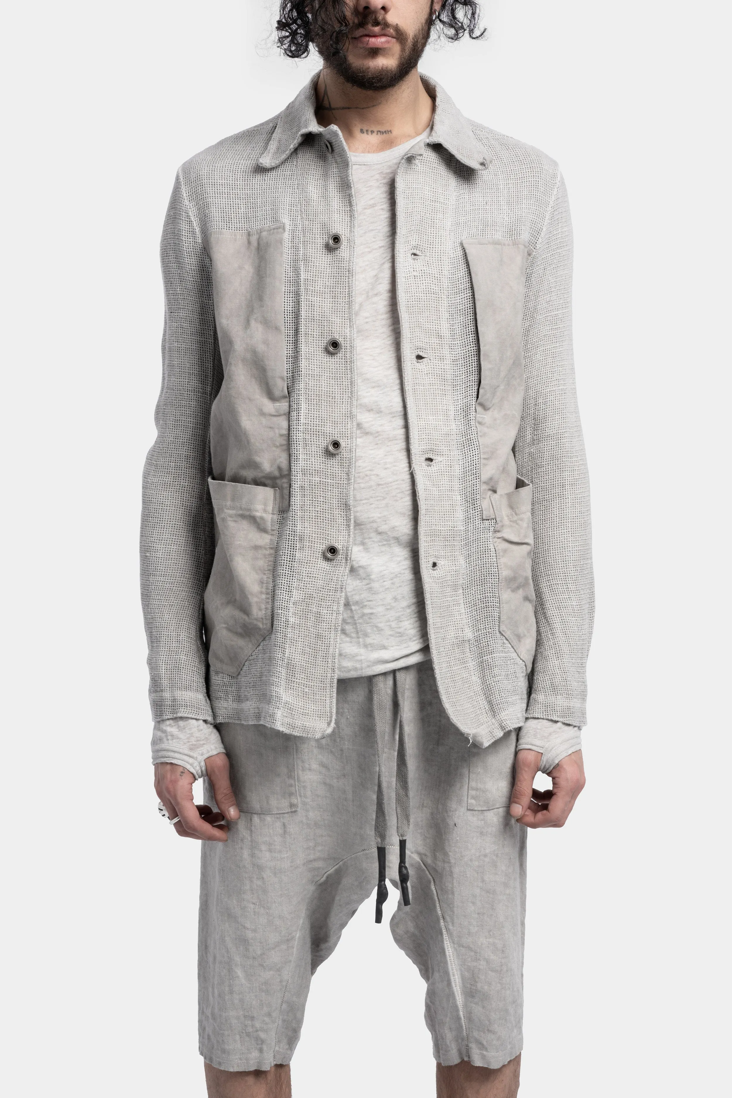 Linen knit worker jacket