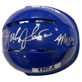 Mark Johnson Autographed Royal Blue Mini Helmet Magic (Standard Number)