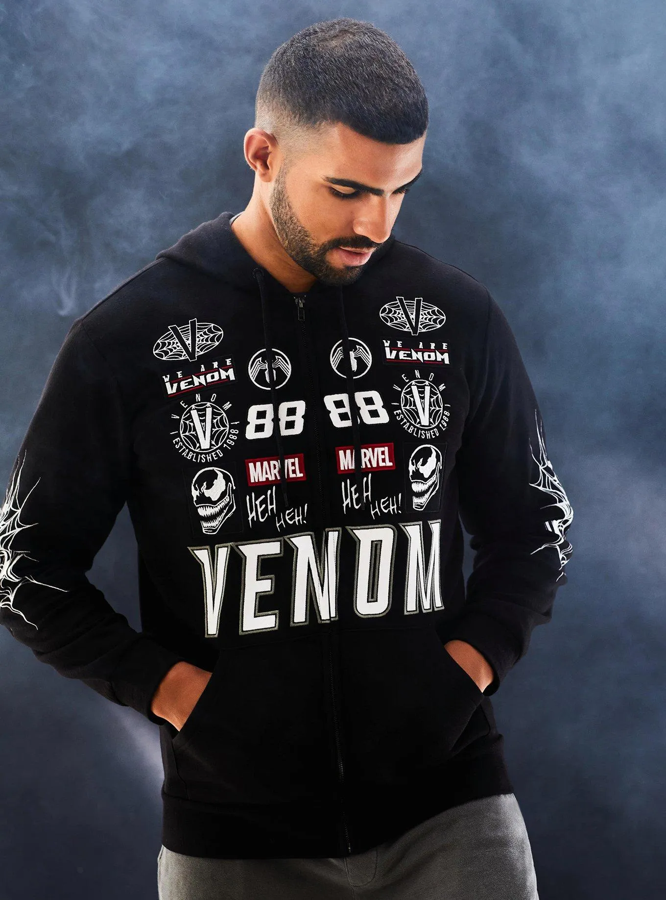 Marvel Venom Moto Patch Zippered Hoodie - BoxLunch Exclusive