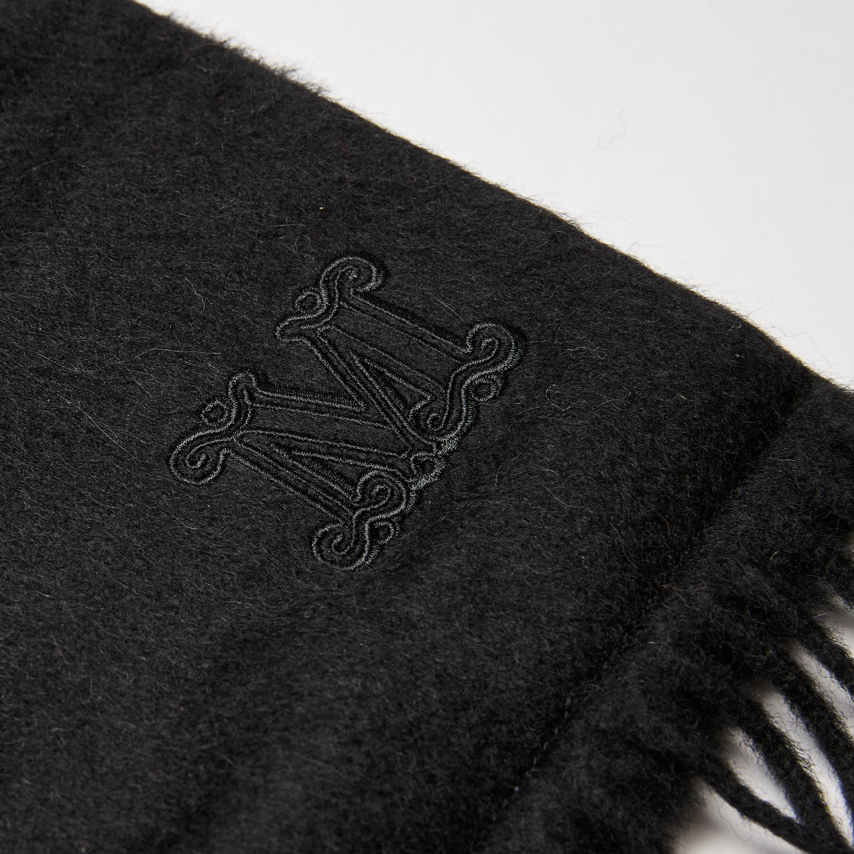 MaxMara Black Staff Fuzzy Scarf