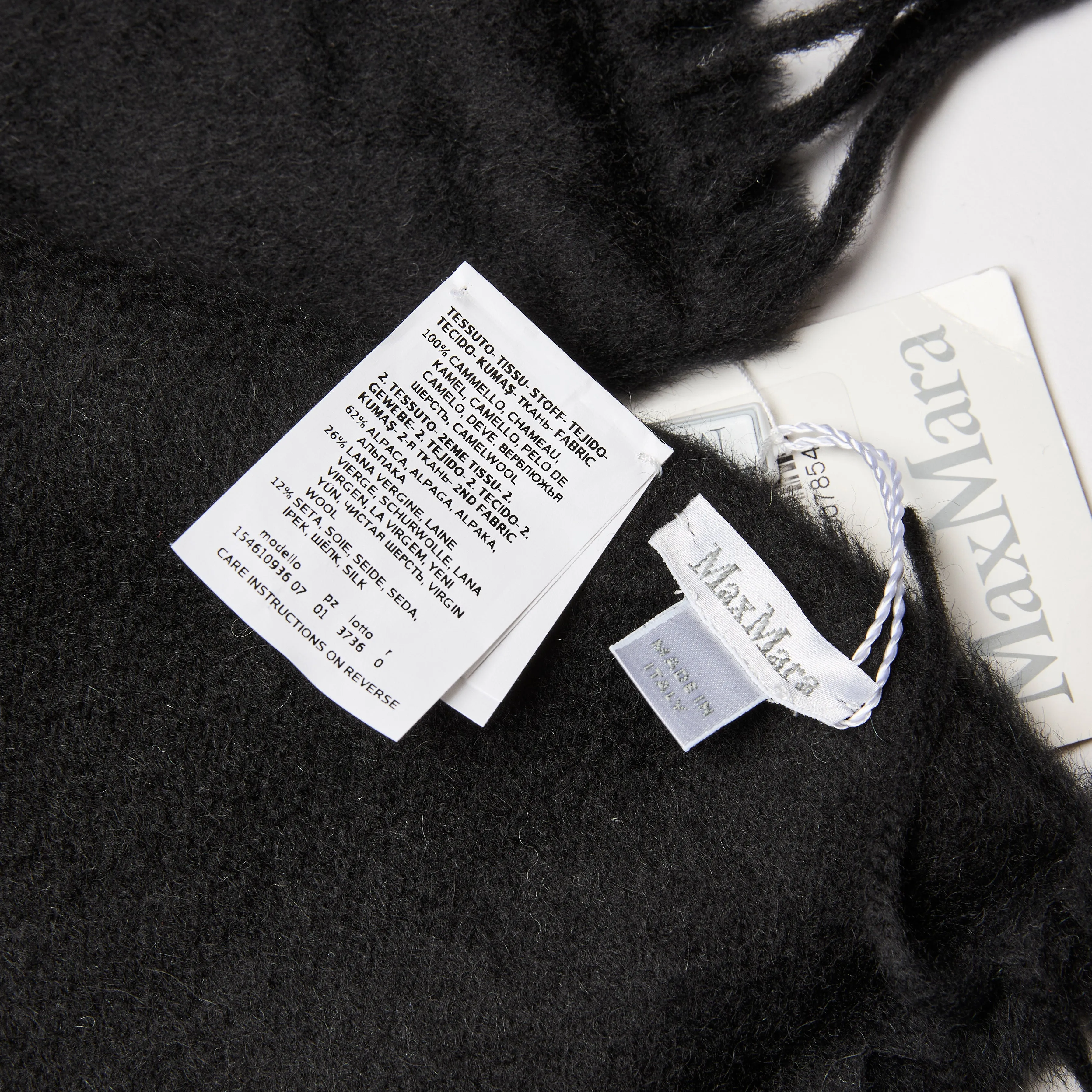 MaxMara Black Staff Fuzzy Scarf