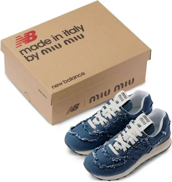 Miu x New Balance 574 denim sneakers Blue