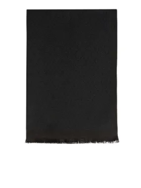 Monogram Fringed Scarf in Silk & Wool Jacquard