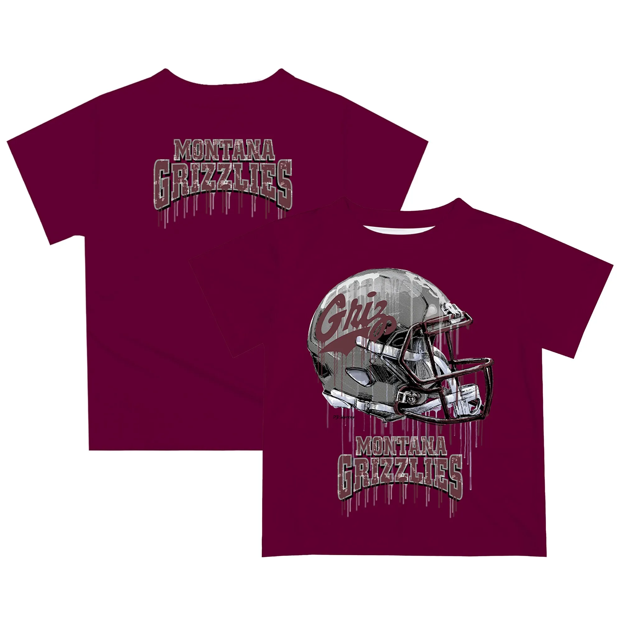 Montana Grizzlies Infant Maroon Dripping Helmet T-Shirt