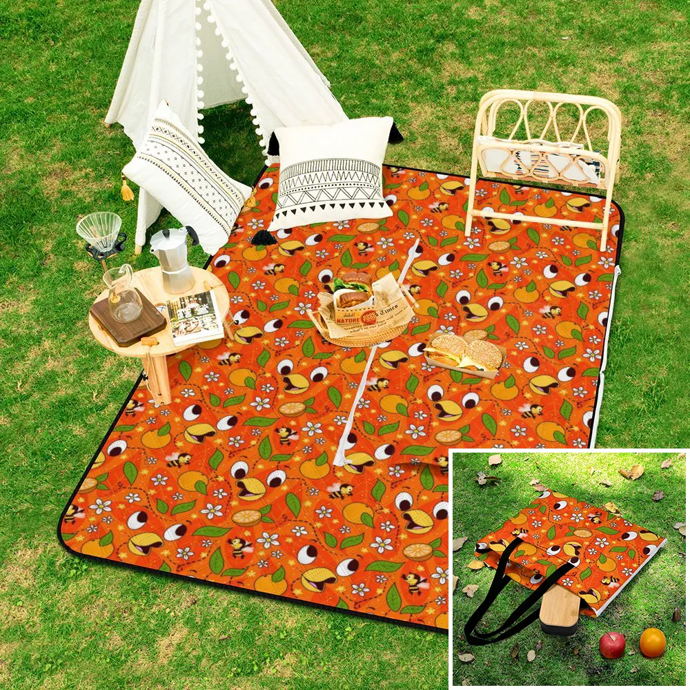 Orange Bird Zipper Picnic Mat