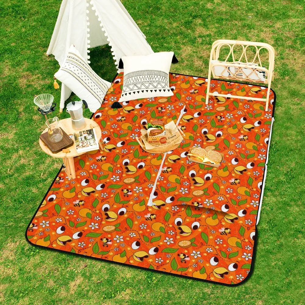 Orange Bird Zipper Picnic Mat