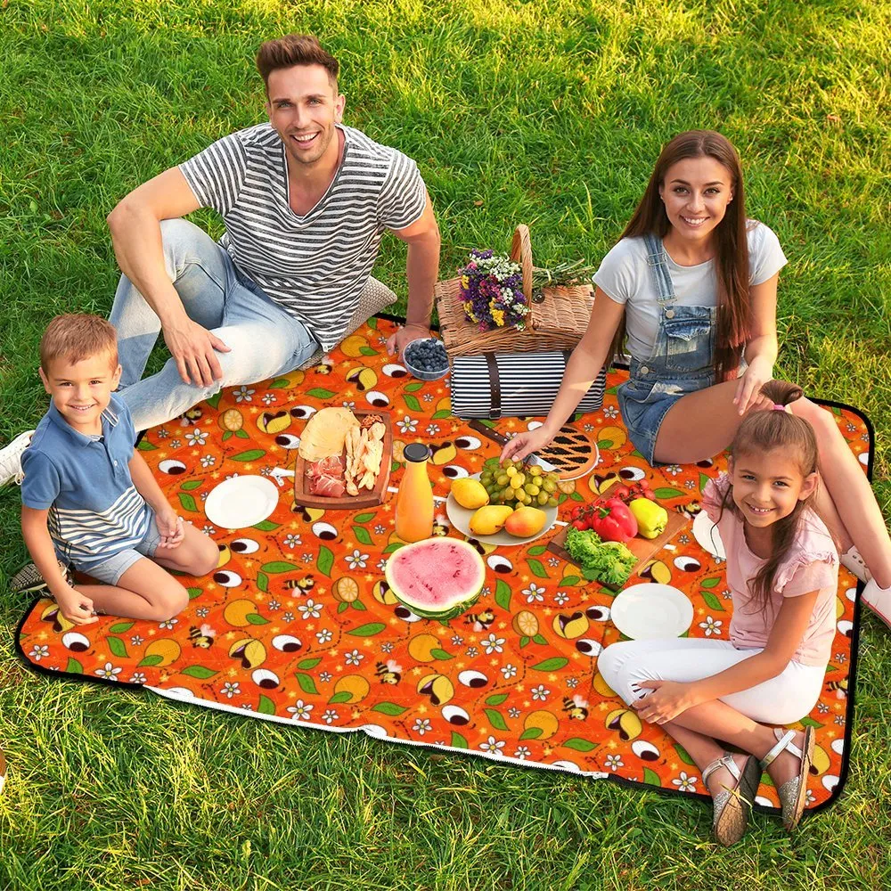 Orange Bird Zipper Picnic Mat