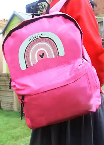 Personalised Momento Personalised Rainbow Pink Backpack | Kaleidoscope