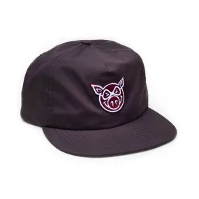 Pig Skateboard Snapback Hat Pig Head Unstructured Black