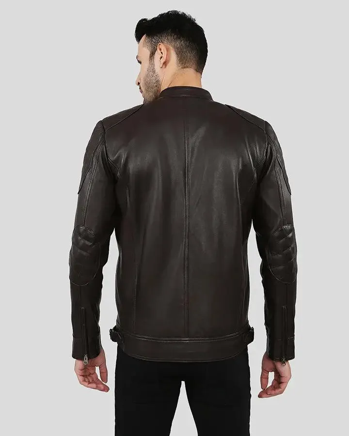 Pike Brown Quilted Racer Leather Jacket