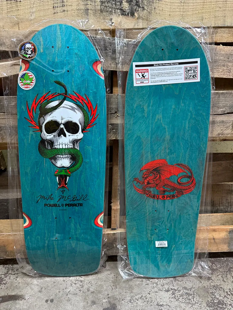 Powell Peralta Mike McGill Skull & Snake Skateboard Deck Teal Stain