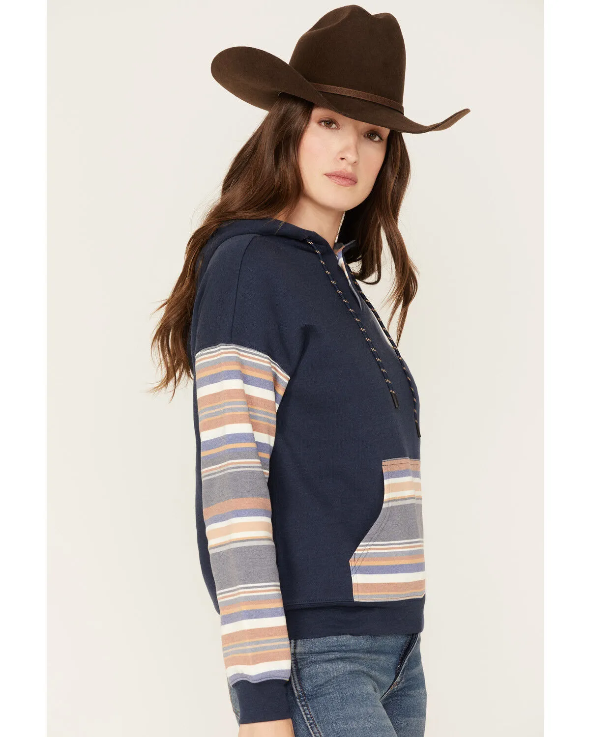 Product Name:  RANK 45® Women's Stripe Contrast Hooded Pullover