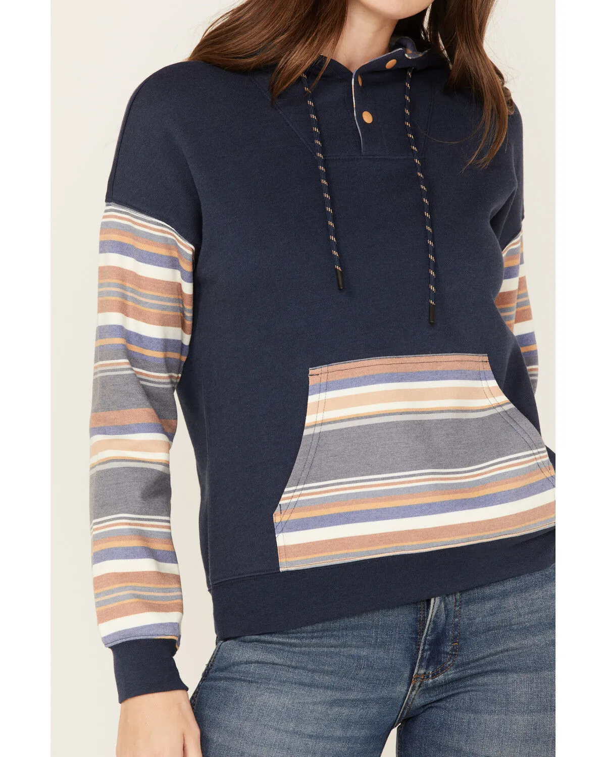 Product Name:  RANK 45® Women's Stripe Contrast Hooded Pullover