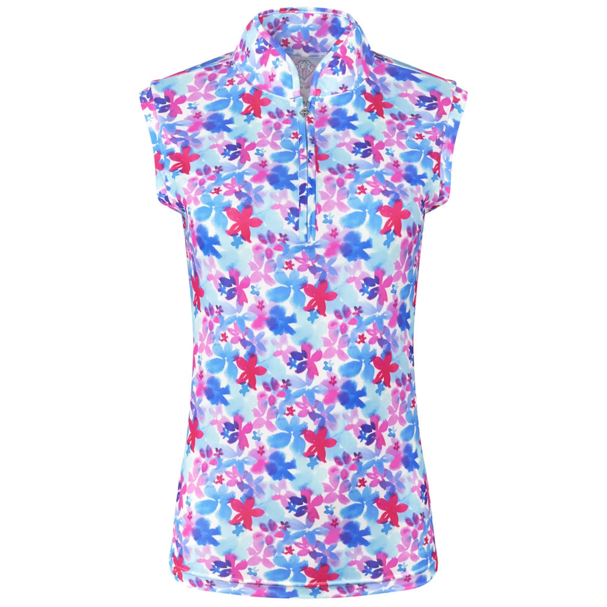 Pure Golf Rise Ladies Golf Sleeveless Golf Polo Shirt Watercolour Daydream