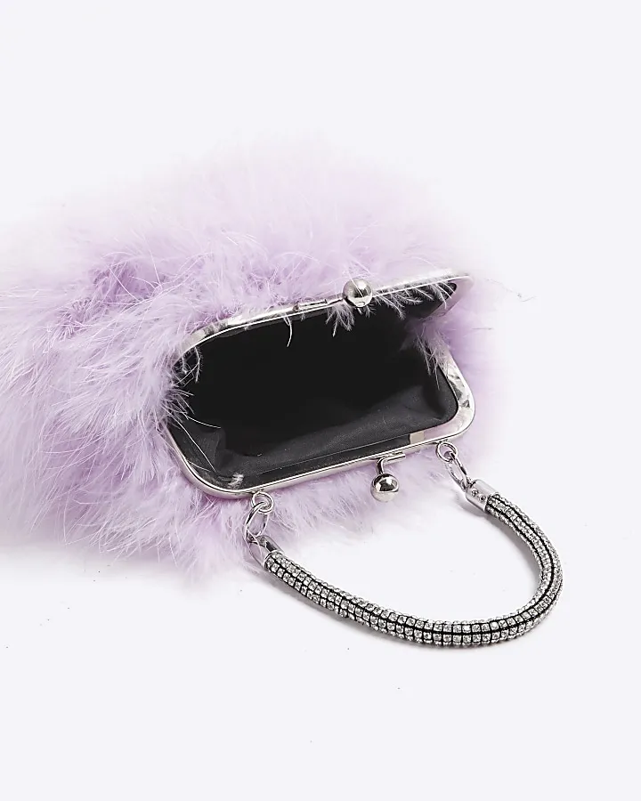 Purple feather cross body bag