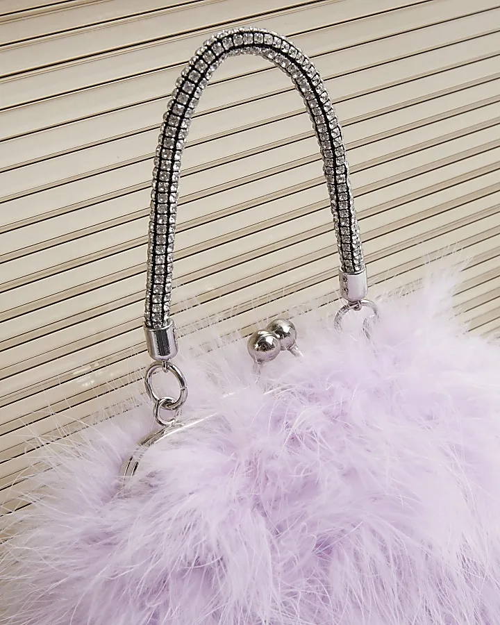 Purple feather cross body bag